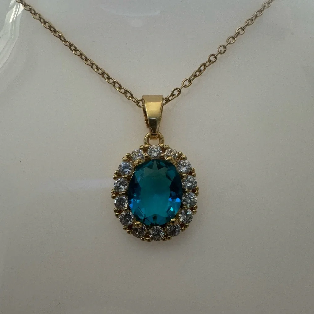 Ocean Blue Crystal Pendant Made with Authentic Swarovski Crystals - Picture 3 of 8